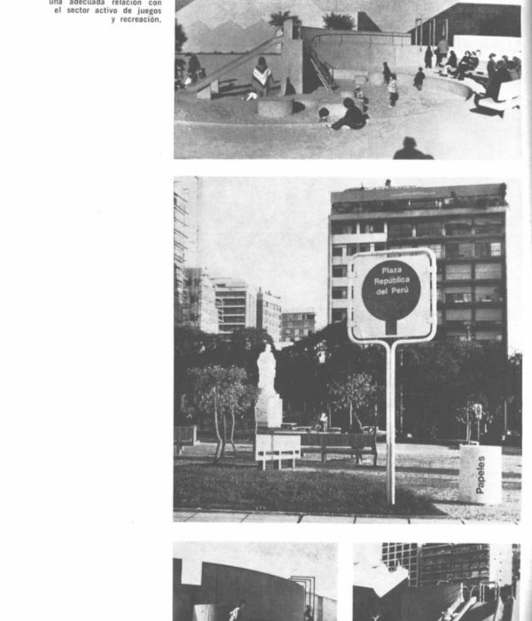 Fotos de la plaza Perú, 1973. (Fuente: Nuestra arquitectura núm. 484, 1973, Buenos Aires Sociedad Central de Arquitectos.)